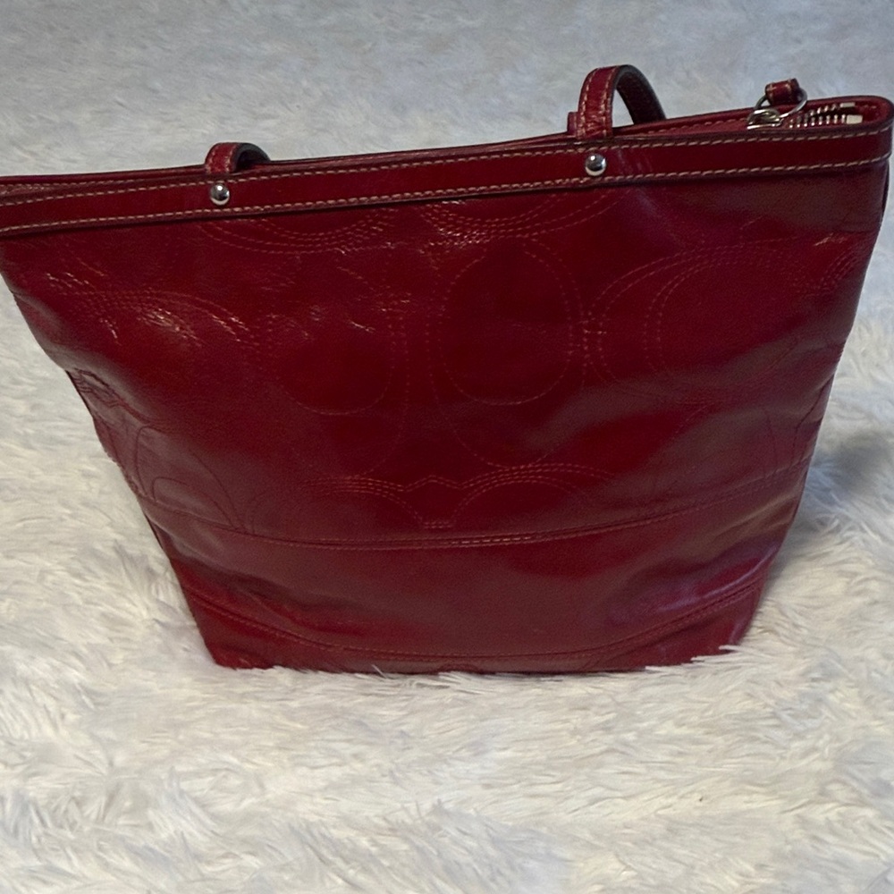 Coach Burgundy Leather Tote Bag - Picture 4 of 7